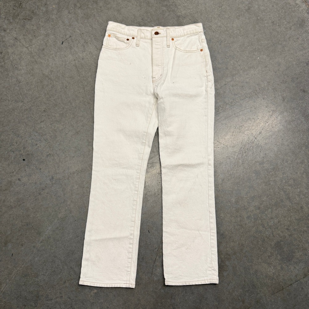 Madewell Slim Demi-Boot Jeans Off-White Cream High Rise Button Fly Size 27 - Picture 2 of 9